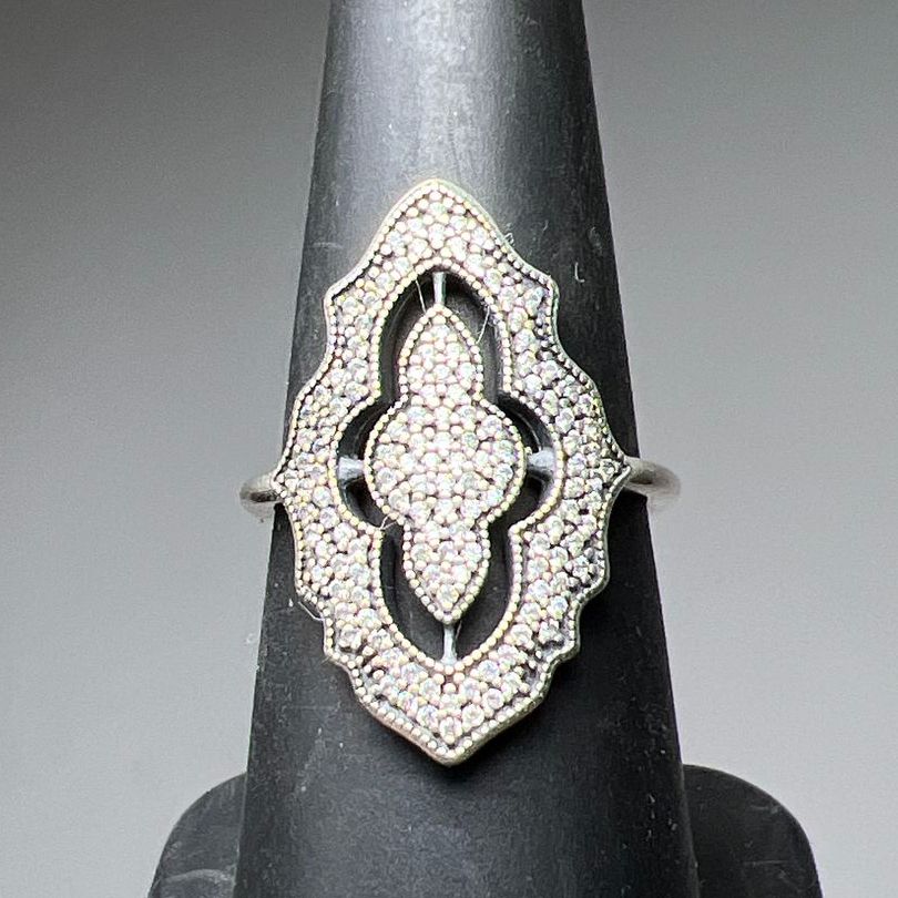 Pandora ALE 925 Sterling Silver Lace Stone Accents Ring Size 6 3.92g