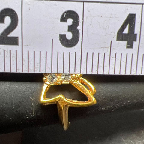 18K HGE Butterfly Rhinestone Ring Size 6 1.76g