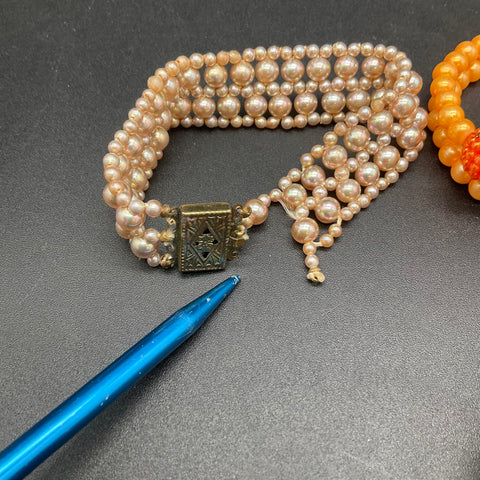 Vintage Costume Jewelry Lot of 8 Bracelets Faux Pearl Rhinestone Beaded Mix