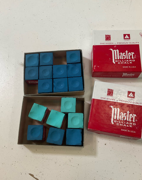 Master & Blue Diamond Pool Billiard Chalk Lot IOB Used Pre-Owned Made in USA