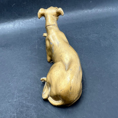 Vintage Cast Metal Whippet Greyhound Dog Figurine Statue 5.5" Brass Tone