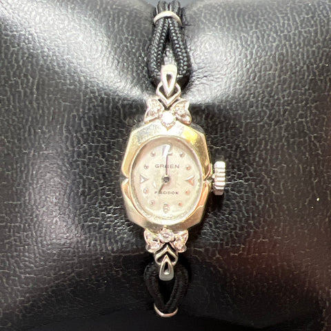 Vintage Gruen 14K White Gold Diamond Cocktail Watch For Parts Repair Womens