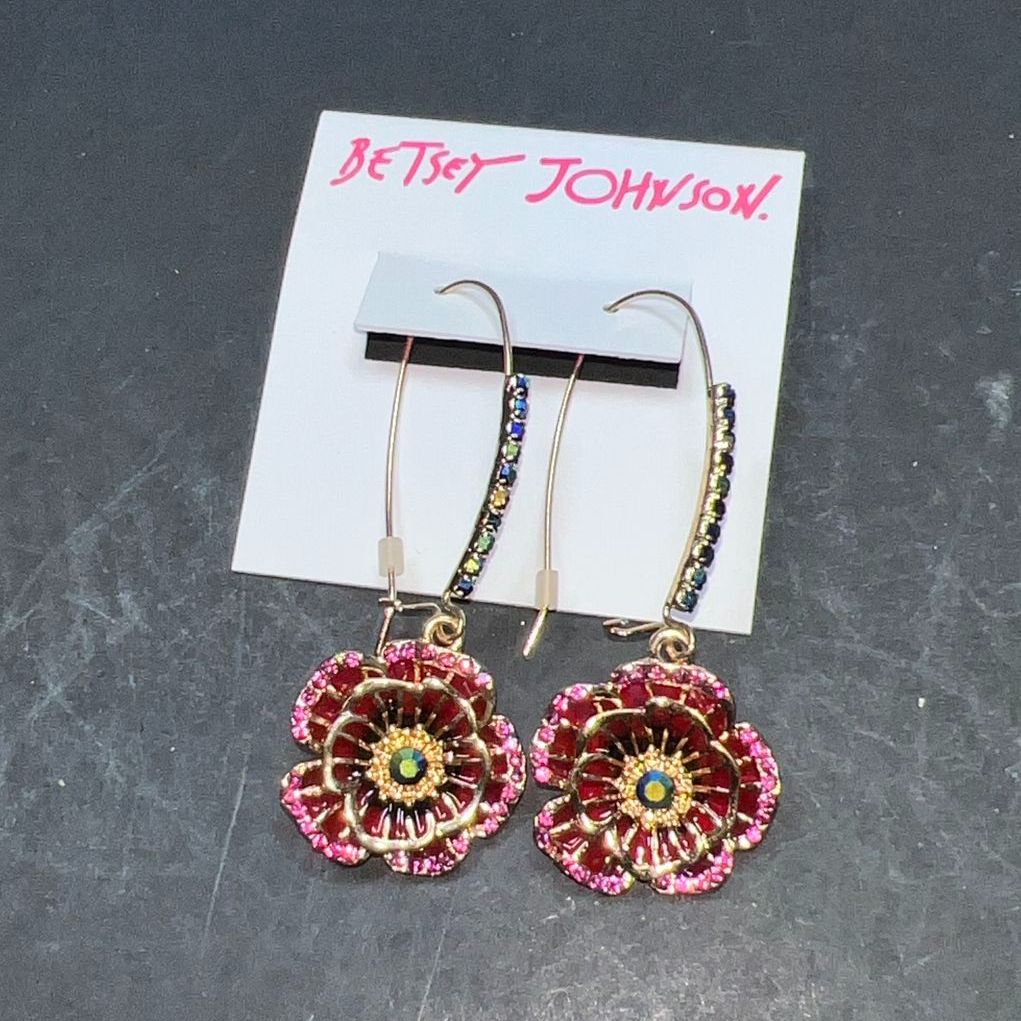 Betsey Johnson Red tones Flower Earrings NWT