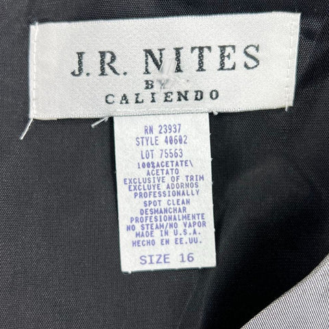 J.R. Nites Silver Black Vintage 90s NWT Taffeta 2pc Skirt Set Women's 14 16