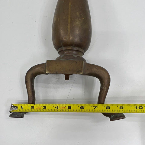 Vintage Brass Fireplace Andiron Replacement Part Single Ball Top Cabriole Leg