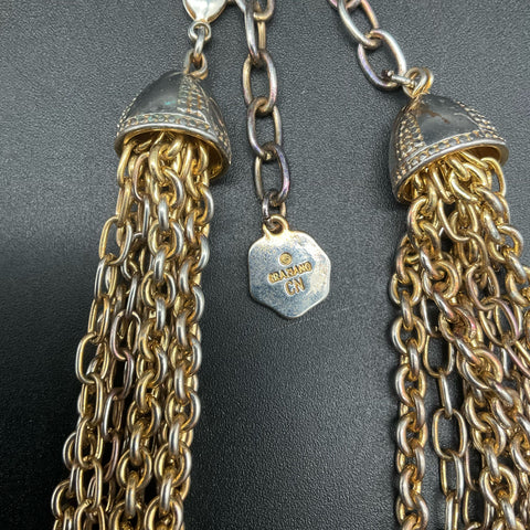 Graziano Gold Tone Statement Necklaces Lot of 2 Boho Beaded Turquoise Color