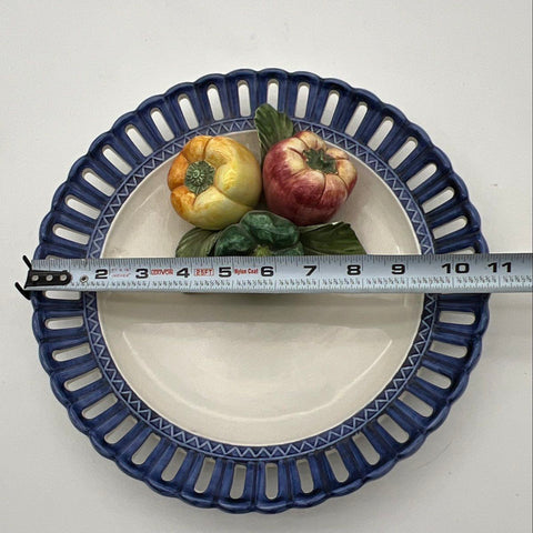 Italian Ceramic Decorative Wall Plate 3D Bell Peppers Reticulated Rim 10" Italy