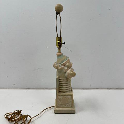 Vintage Clown Jack-in-the-box Table Lamp Cast Resin 24 Inch Tall Tested Works