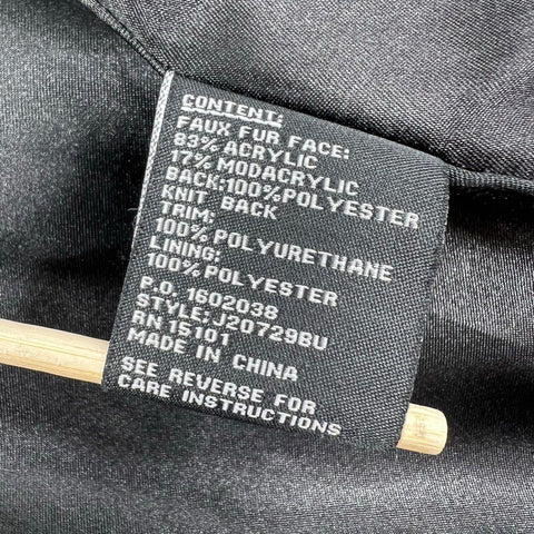 Jones New York Women's Black Faux Fur Hooded Long Coat Jacket Size S