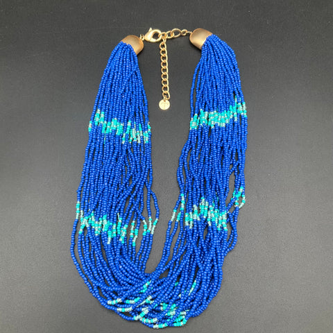 Talbots Beach Nautical Boho Beaded Necklaces Jewelry Lot of 6 Blue Gold Tone