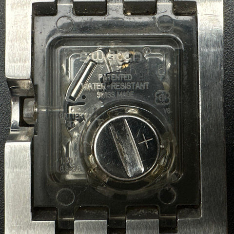 Vintage 2005 Swatch Swiss Made Stainless Steel Bangle Watch Square Face