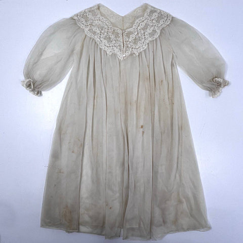 Vintage 50s 60s Seamprufe Sheer Lace Peignoir Robe Nightgown Made USA Sz 34