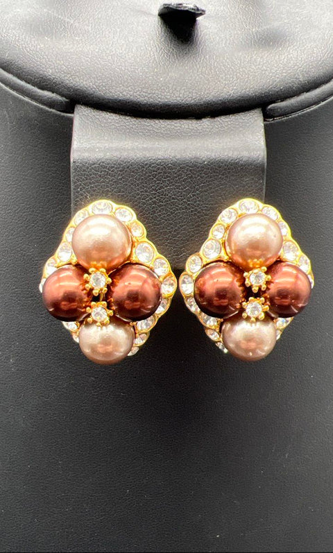 Vintage Joan Rivers Signed Faux Pearl Necklace & Earring Set Gold Tone Lot of 3