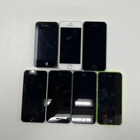 Apple iPhone 4S 5 5c 5s SE Lot of 7 Smartphones Passcode Locked For Parts