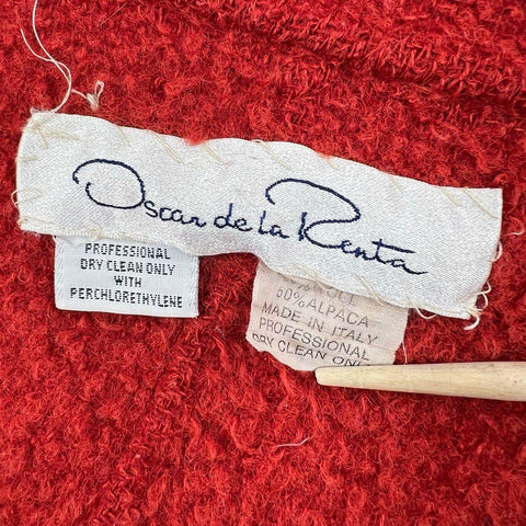 Vintage Oscar de la Renta Rust Wool Alpaca Zip Sweater Jacket Women's XL