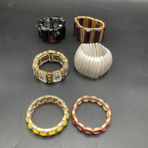 Vintage to Modern Costume Jewelry Lot 2.3 Lbs Bangles Stretch Rhinestone 13pc