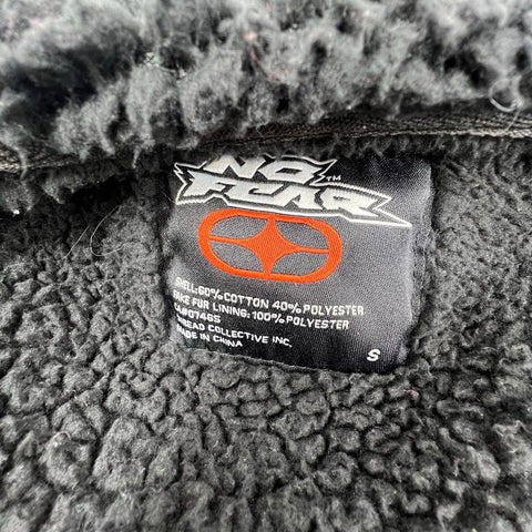 Vintage Y2K No Fear Men's Black Gray Plaid Sherpa Lined Full Zip Hoodie S