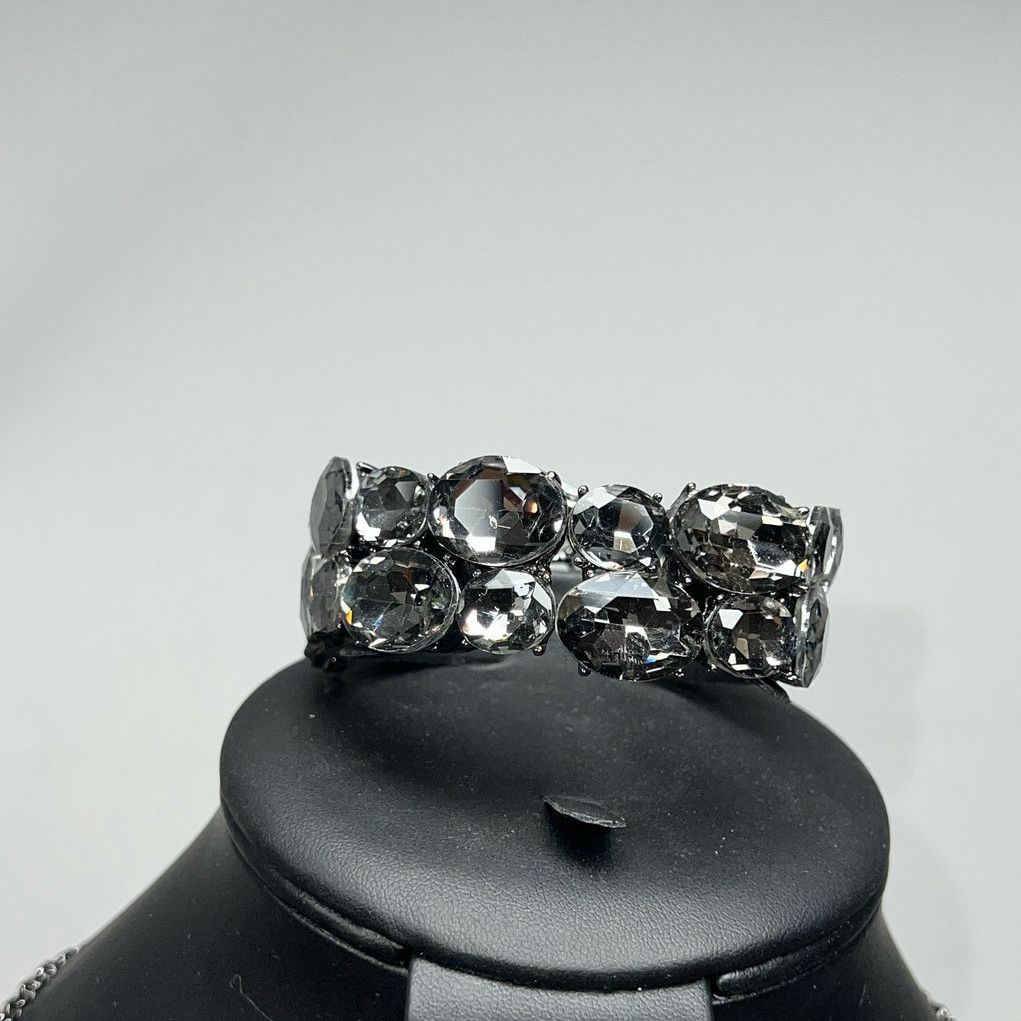 Monet Dark Grey Rhinestone Necklace & Bracelet Set