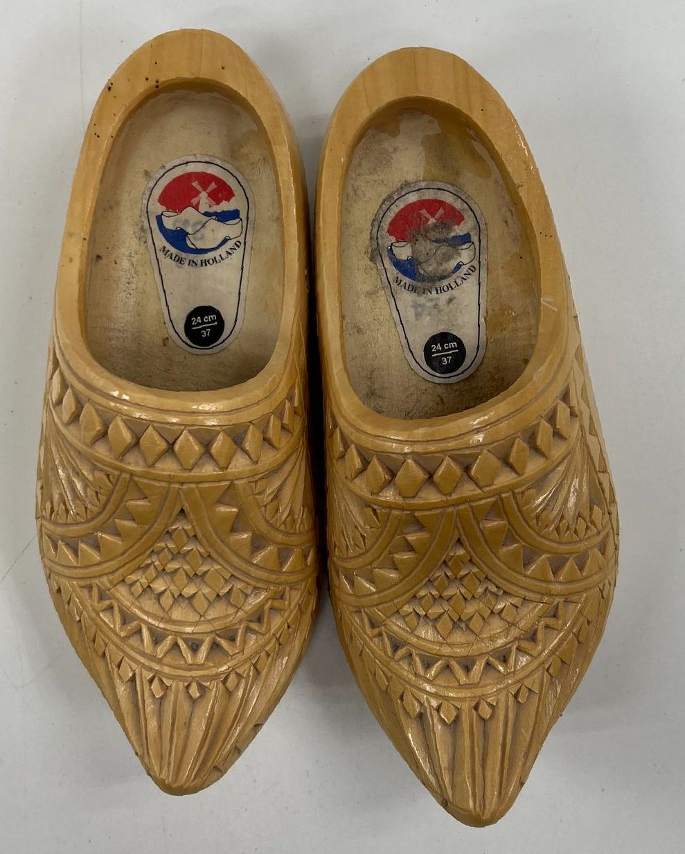 Vintage Wooden Hand Carved Clogs Made in Holland Size EU37 Travel Souvenir