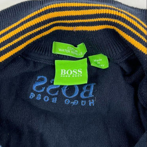Boss Hugo Boss Men's 1/4 Zip Pullover Sweater Navy Blue Colorblock Cotton M