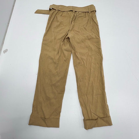 Vince Women's Lot 2 Tan Khaki Linen Blend Ankle Pants Trousers Size M & 8