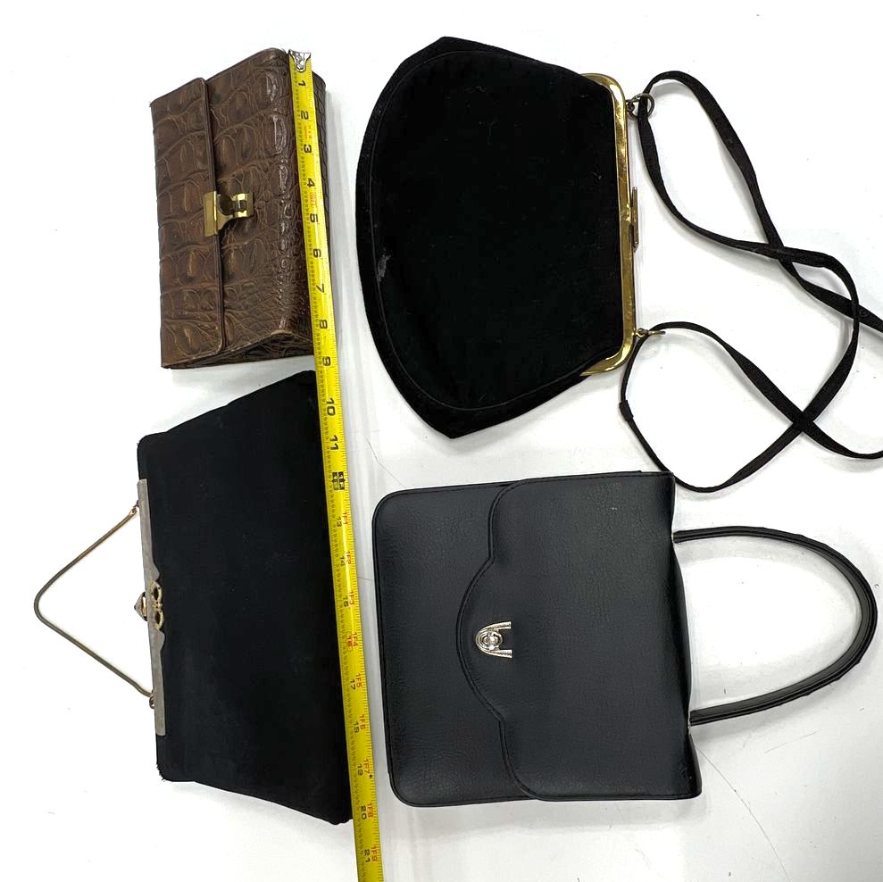 Vintage Mid Century Purse Clutch Handbag Lot 4 Mixed Unbranded Croc Embossed