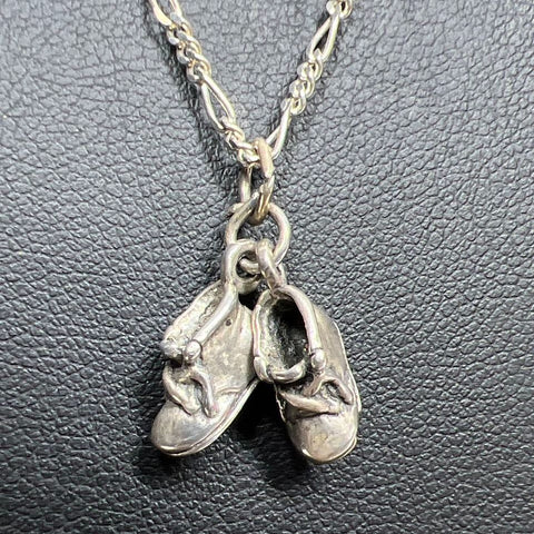Sunwest 925 Sterling Silver Baby Booties Charm Necklace 6.32g