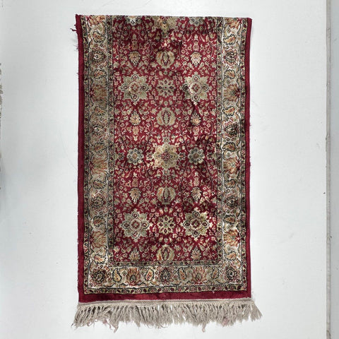 Vintage Eastern Style Runner Rug Red Floral Burgundy 90" x 30" (7.5' x 2.5')
