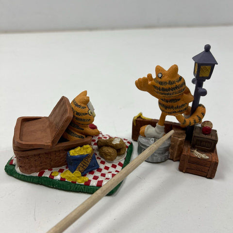 Vintage Garfield Figurine 3 Pc Lot Danbury Mint Gourmet Serenade Rattle 80s 90s