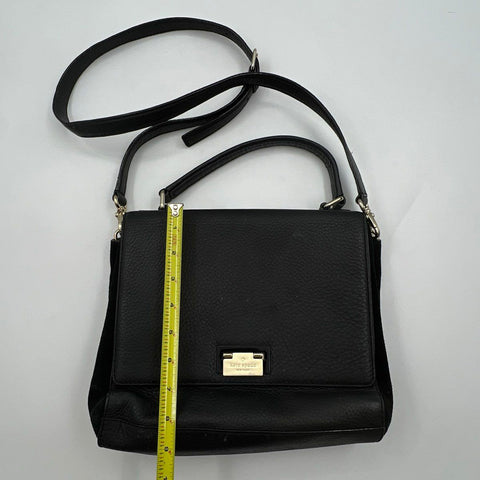 Kate Spade Black Pebbled Leather Top Handle Satchel Crossbody Bag Gold