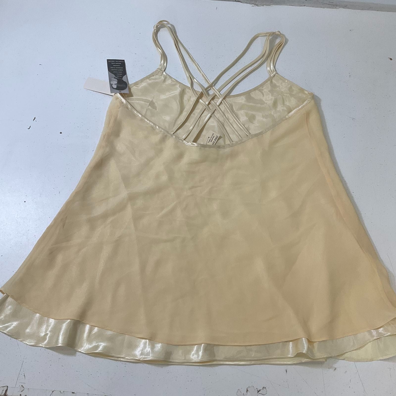 Josie by Natori Yellow Satin Chiffon Daisy Chemise Nightie Size M Vintage NWT