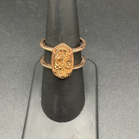 Kendra Scott Rose Gold Tone Drusy Ring Size 7 & Heart Crystal Necklace Set