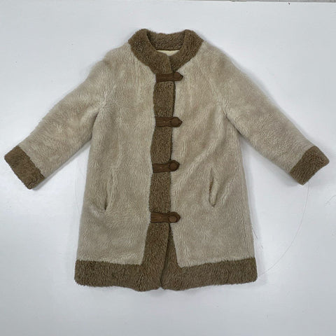 Vintage 70s La Sport Faux Fur Sherpa Toggle Coat Quilted Lined Made in USA