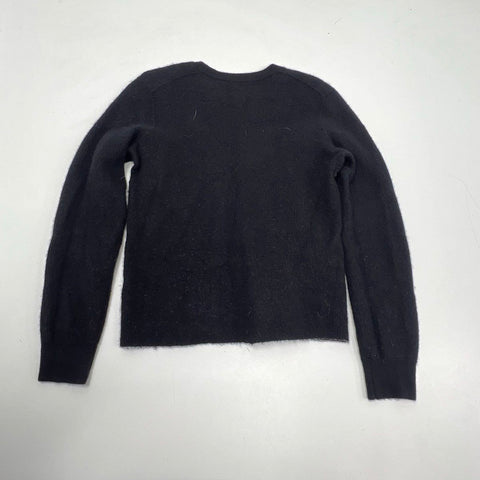 Vince Women's Black Boiled Cashmere Raw Edge Pullover Sweater Size M