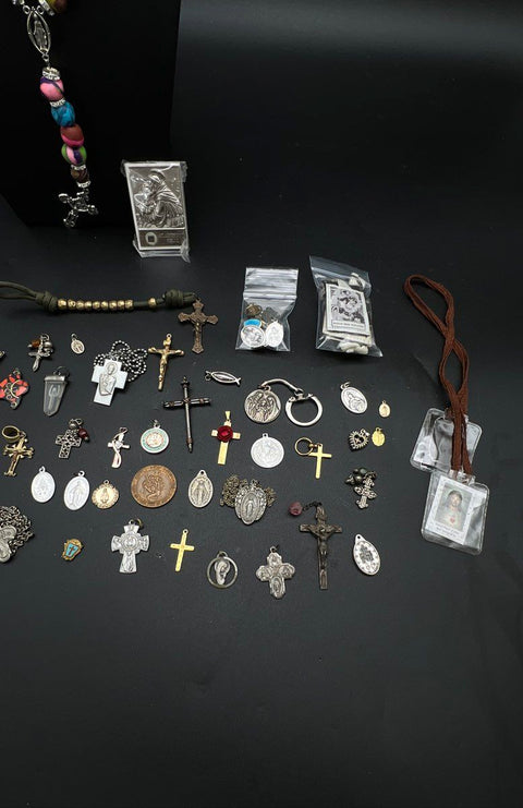 Vintage Religious Jewelry Lot Rosaries Crosses Medals Scapulars 50+ Pcs