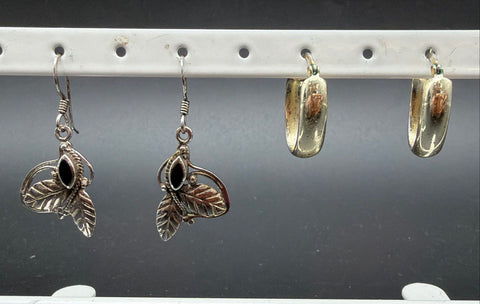Vintage to Modern Silver Plate & Silver Alloy Earring Jewelry Lot 8 Pairs