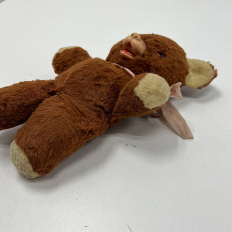 Vintage 50s 60s Rubber Face Teddy Bear Plush Brown Mid Century Kitsch Toy Doll