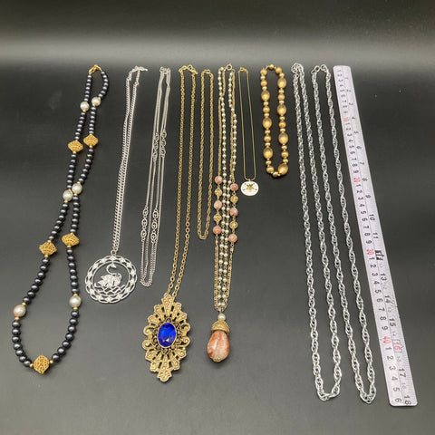 Vintage Costume Jewelry Lot 10 Necklaces Trifari Monet Napier Faux Pearl Stone