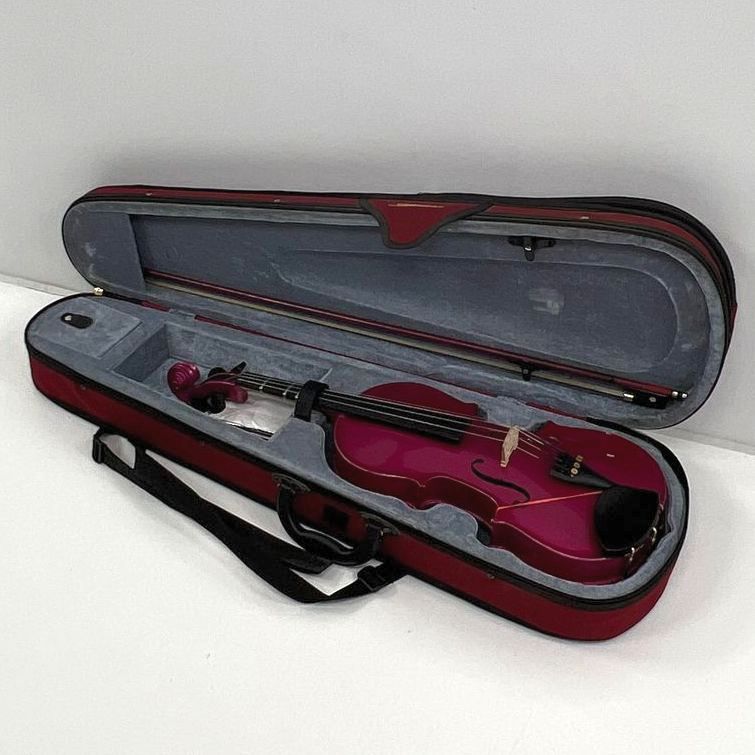 Cremona Model SV-75 c2014 1405291 Pink Micro Glitter Violin & Bow in Hard Case