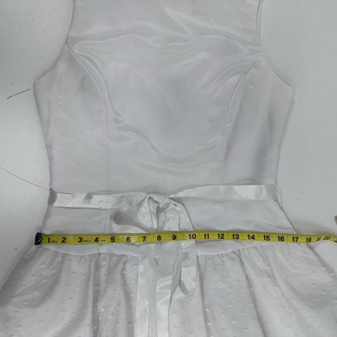Vintage 80s Gunne Sax Women's White Satin Swiss Dot Tulle Mini Dress Sz 9/10