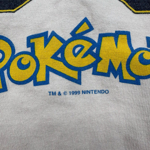 Vintage 1999 Pokemon Ash Pikachu Raglan Baseball T-Shirt Kids Sz S USA