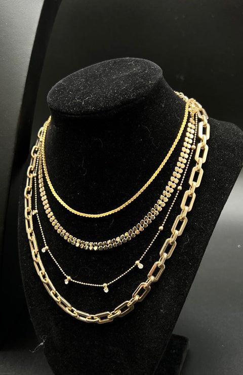 EVRY Gold Tone Chain Necklaces Paperclip Herringbone Curb 444 Jewelry Lot of 10