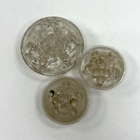Vintage Lot of 3 Clear Glass Flower Frogs Floral Arranging Ikebana Decor
