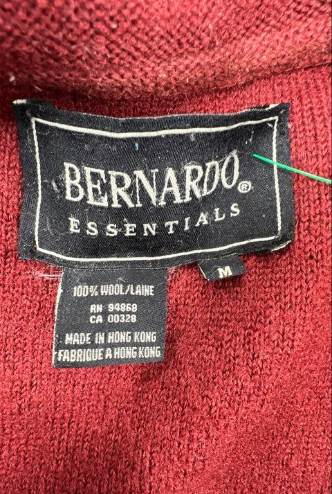 Vintage 90s Bernardo Essentials Women's Burgundy Wool Sheep Cardigan Jacket Sz M