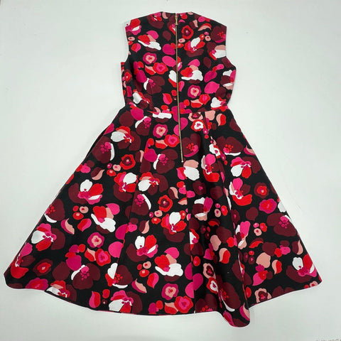 Kate Spade Women's Floral Cascade Dress Black Multicolor A-Line Fit Flare Sz 6