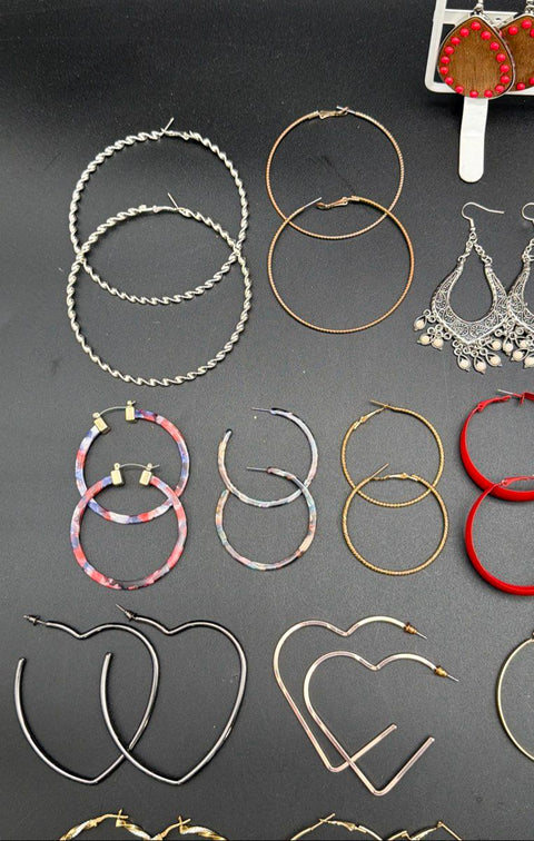Mixed Fashion Earring Lot 1 lb Costume Jewelry Hoops Dangles Boho Styles