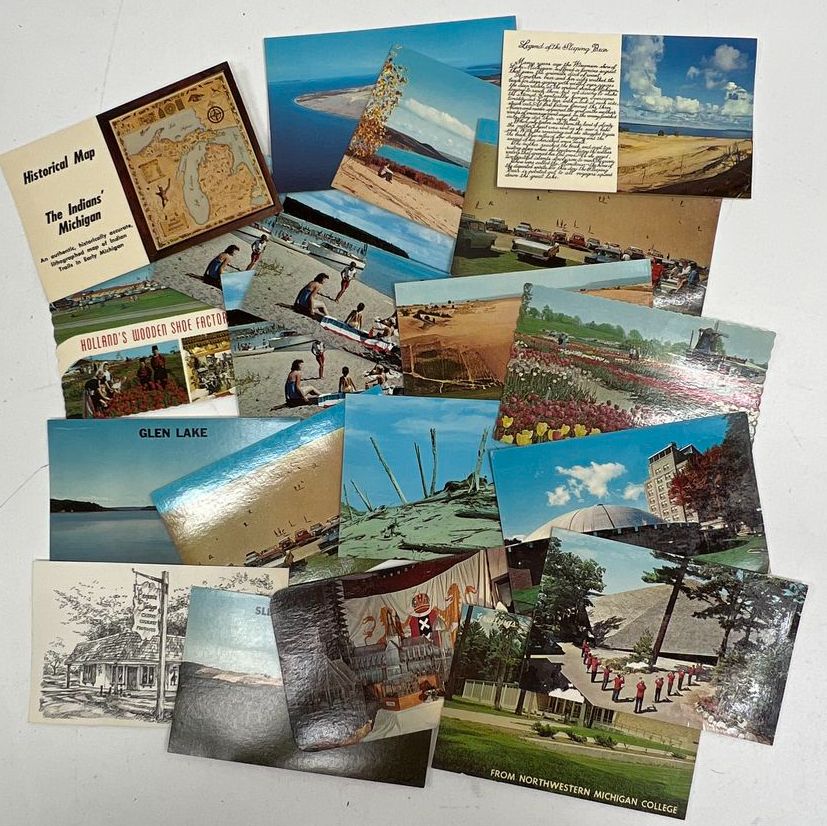 Vintage Michigan Postcard Lot 20+ Holland Glen Lake College Map Mid-Century
