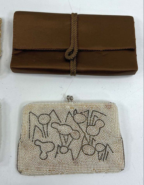 Vintage Mid Century Beaded Sequin Satin Evening Clutch Handbag Lot of 4