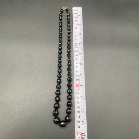 Vintage Lot West Germany Black Glass Faceted Bead Necklaces & Bracelet Set of 7