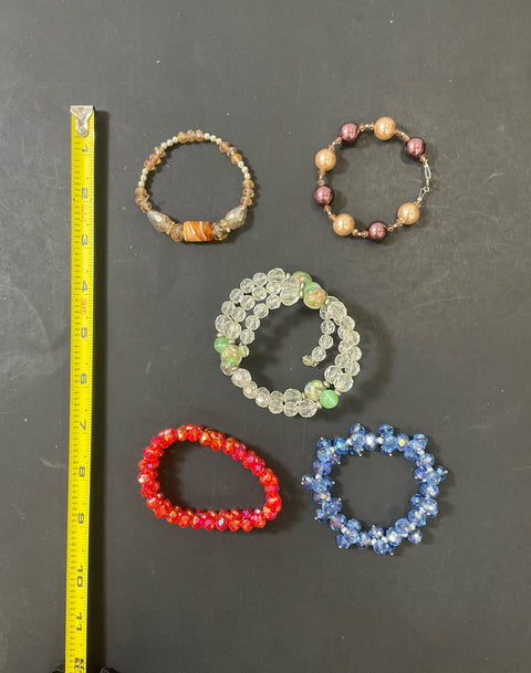 Sparkly Beaded Costume Necklaces and Bracelets Multifaceted Lot of 10 Pieces